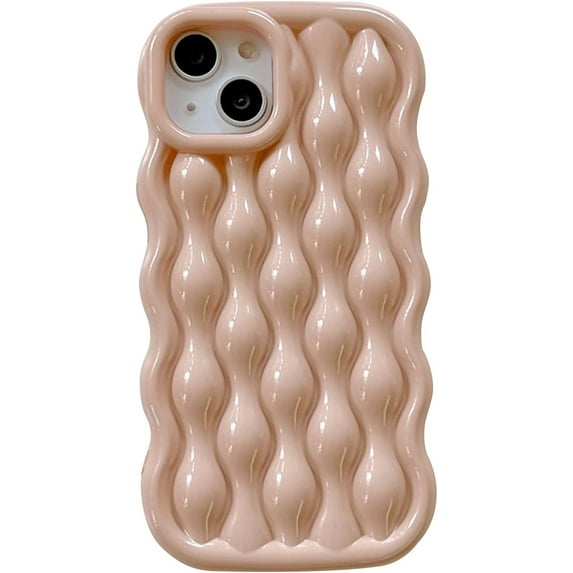 Compatible with iPhone 14 Pro Max for Women/Girls, Cute Glossy 3D Water Ripple Pattern Phone Case Anti-Scratch Shockproof for iPhone 14 Pro Max, Pink