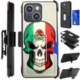 thumbnail image 1 of Compatible with iPhone 15 6.1"; Hybrid Card Holster Phone Case Cover (Mexican Skull), 1 of 4