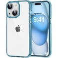 thumbnail image 1 of Compatible with iPhone 15 Case Clear, [Non-Yellowing] Slim Thin Shockproof Transparent Bumper Cover Phone Case for iPhone 15 - Red, 1 of 12