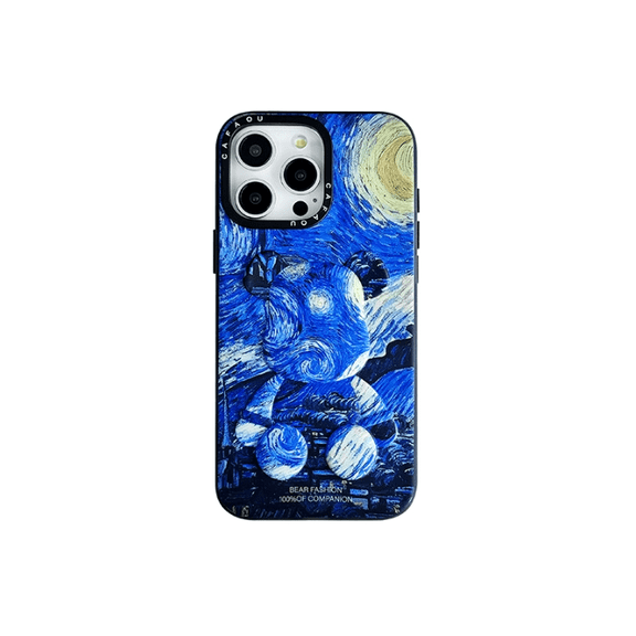 Compatible with iPhone 15 Cute Case with 3D Bear Art Pattern,Shockproof Matte Soft-Touch Skin-Friendly Cover, Blue