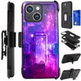 thumbnail image 1 of Compatible with iPhone 15 Plus 6.7"; Hybrid Card Holster Phone Case Cover (Purple Universe), 1 of 4