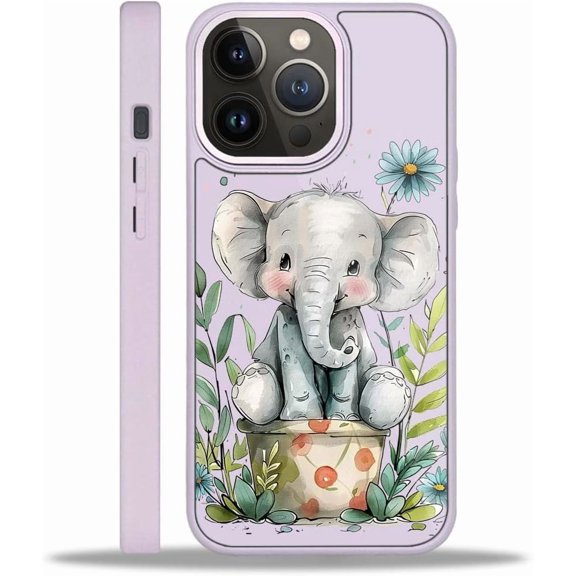 Compatible with iPhone 15 Pro Case, Long Nose Elephant Case for Case Girls Women, Scratch-Resistant Shockproof Protective Cover 6.1 in - Clear Purple