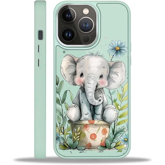 Compatible with iPhone 15 Pro Case, Long Nose Elephant for Case Girls Women, Scratch-Resistant Shockproof Protective Cover 6.1 in - Clear Blue