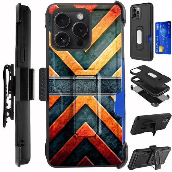 Compatible with iPhone 15 Pro Max 6.7"; Hybrid Card Holster Phone Case Cover (Metal X)