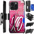 thumbnail image 1 of Compatible with iPhone 15 Pro Max 6.7"; Hybrid Card Holster Phone Case Cover (XO Pink Love), 1 of 4