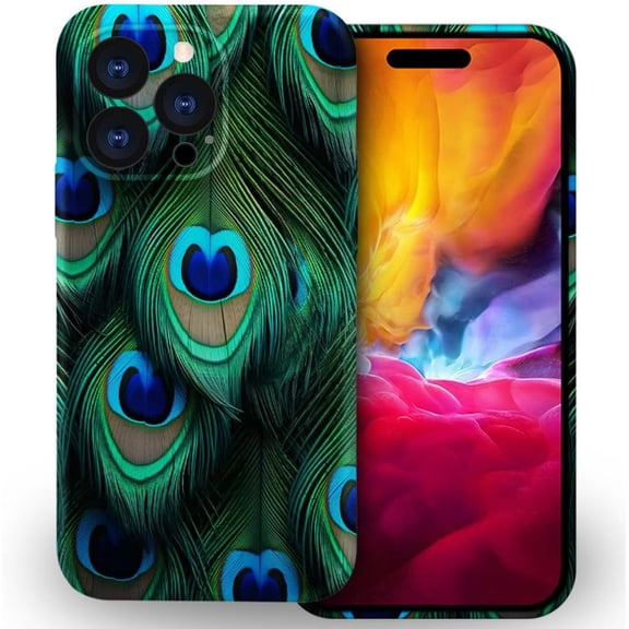 Compatible with iPhone 15 Pro Max Case, Peacock Feather Green 15 Pro Max Women Girls Case, Anti-Slip Drop Protection with Slim TPU 3D Design