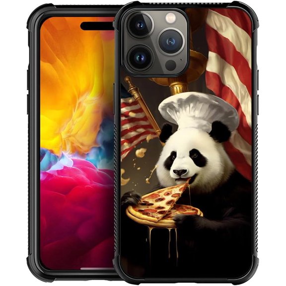 Compatible with iPhone 15 Pro Max Case, Pizza Panda Flag for Men Boy, Drop Protection with Soft TPU Bumper Case for iPhone 15 Pro Max 6.7-inch