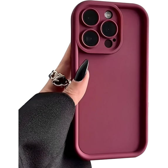 Compatible with iPhone 15 Pro for Women/Girls, Candy Color Silicone Matte Shockproof Soft Bumper Phone Cases for iPhone 15 Pro, Wine Red