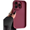 thumbnail image 1 of Compatible with iPhone 15 for Women/Girls, Candy Color Silicone Matte Shockproof Soft Bumper Phone Cases for iPhone 15, Wine Red, 1 of 8
