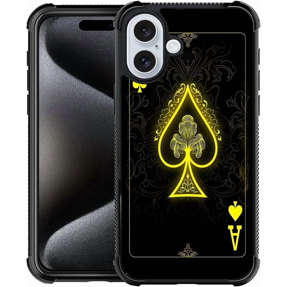 Compatible with iPhone 16 Case, Playing Card Ace 2 Case for Men Woman, Anti-Scratch Soft TPU Shockproof Unique Protective Cover Pattern Design
