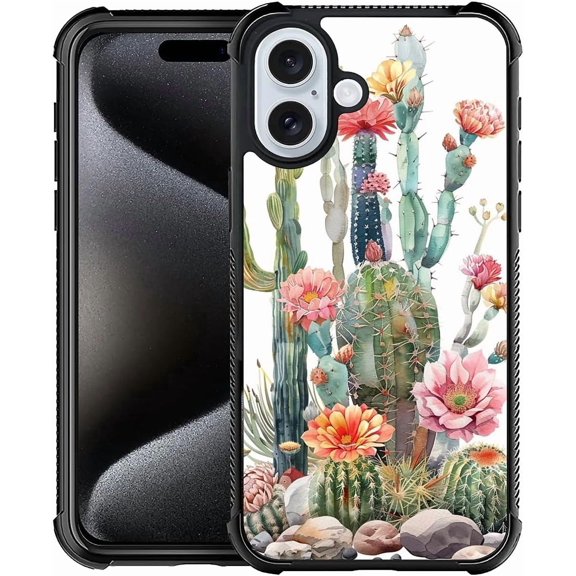 Compatible with iPhone 16 Plus Case, A Cactus in Full Bloom for Men Woman, Anti-Scratch Soft TPU Shockproof Unique Protective Cover Pattern Design