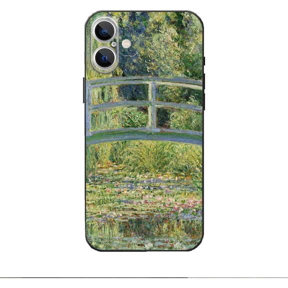 Compatible with iPhone 16 Plus Case,Claude Monet Bridge Art Aesthetic Floral Flower Phone Case,Shockproof Protective Cover 6.7 Inches