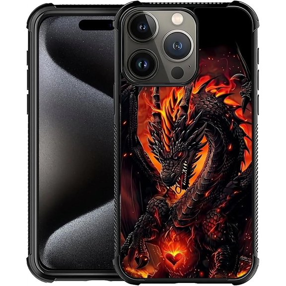 Compatible with iPhone 16 Pro Case, Fire Dragon 2 Case for Men Woman, Anti-Scratch Soft TPU Shockproof Unique Protective Cover Pattern Design