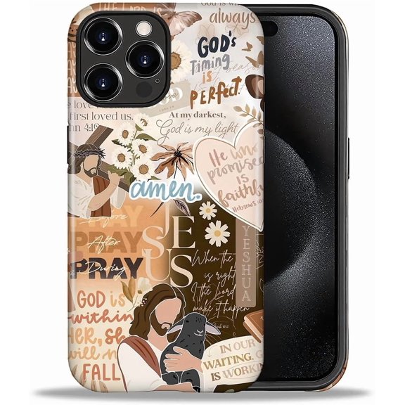 Compatible with iPhone 16 Pro Case, Jesus Quote Collage Cover for Women Men, Shockproof Soft TPU and Hard PC Protective Phone Case for iPhone 16 Pro