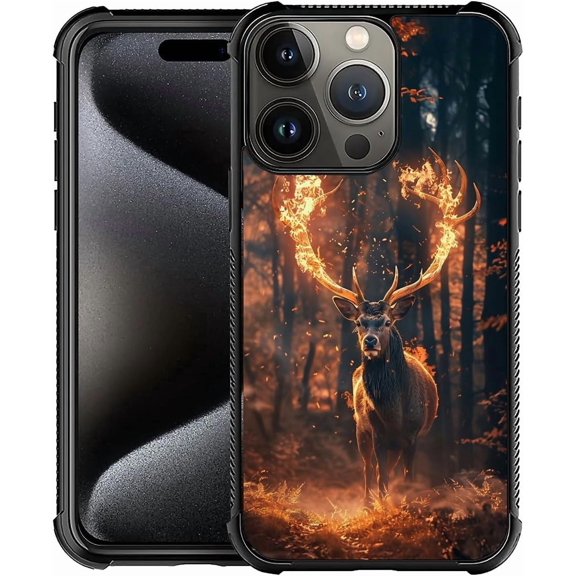 Compatible with iPhone 16 Pro Max Case, Burning Deer Antlers for Men Woman, Anti-Scratch Soft TPU Shockproof Unique Protective Cover Pattern Design