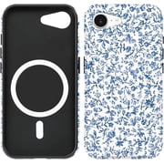Compatible with iPhone 16e Case [8 ft Drop Tested] Compatible with MagSafe - Cute Blue Floral Mag Series Cases for Women Girls iPhone 16e 6.1"