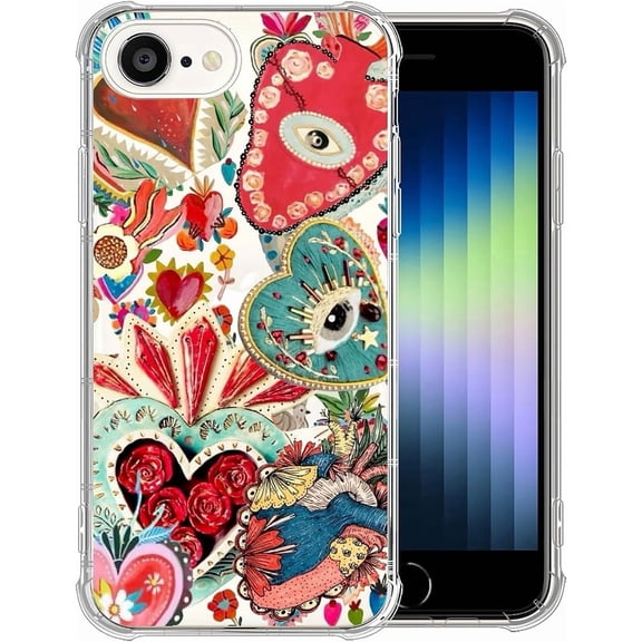 Compatible with iPhone 16e Case, Clear Four Corner Shockproof Airbags, Ultra-Thin Anti-Slip Design Military-Grade Protection Case - Red Eye Collage