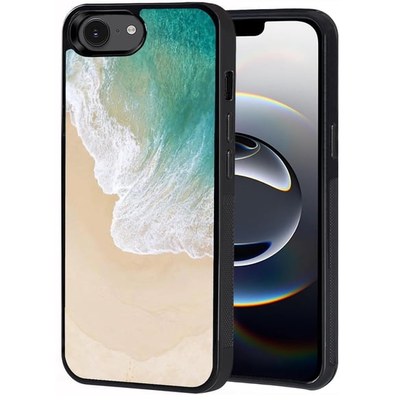 Compatible with iPhone 16e Case, Slim Impact Resistant Shock-Absorption Rubber Phone Protective Case Cover for iPhone 16e 2025 6.1", Beach