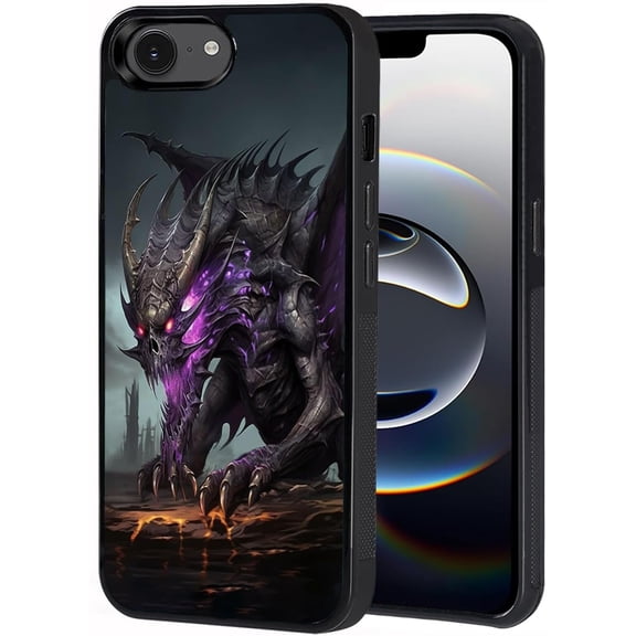 Compatible with iPhone 16e Case, Slim Impact Resistant Shock-Absorption Rubber Phone Protective Case Cover for iPhone 16e 2025 6.1" - Evil Dragon