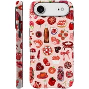 Compatible with iPhone 17 Air, Anti-Scratch Frosted Case Cover, Cute Red Food Roses Cherry Aesthetic