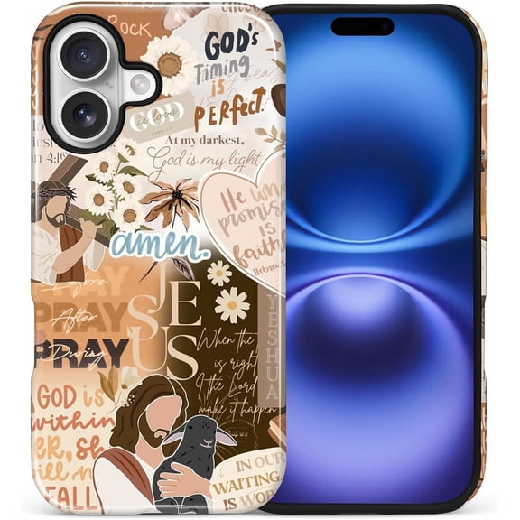 Compatible with iPhone 17 Case, Jesus Quote Collage Cover for Women Men, Shockproof Soft TPU and Hard PC Protective Phone Case for iPhone 17
