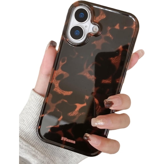 Compatible with iPhone 17 Case, Tortoise Shell Phone Case, Cute Amber Leopard Slim Shockproof Protective Phone Cover for Women Girls - Color 1