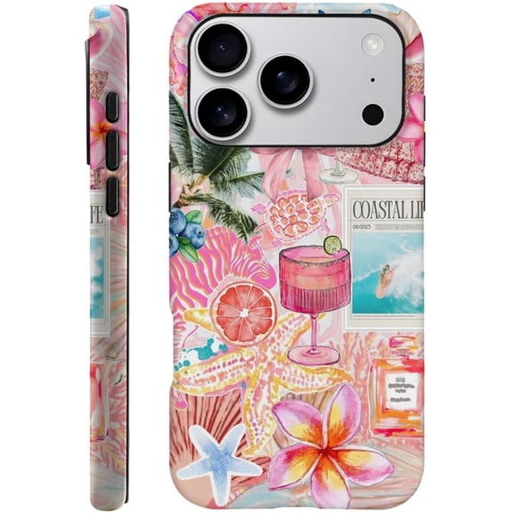 Compatible with iPhone 17 Pro, Anti-Scratch Frosted Case Cover, Pink Lily Bow Collage