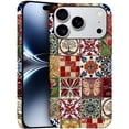 thumbnail image 1 of Compatible with iPhone 17 Pro, Frosted PC Anti-Scratch Shockproof Case - Vintage Tile Checkered Floral Butterfly, 1 of 7
