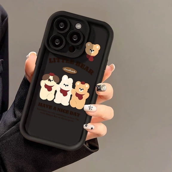 Compatible with Apple iPhone 17 Pro Max Durable Protective Case, Lovely Cartoon Bear Printed Full Wrap Anti-Shock Anti-Vibration Phone Case