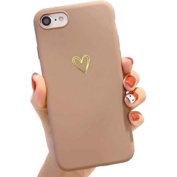 Compatible with iPhone 6/6s Case for Women Girls, Soft Flexible Durable Cute Heart Pattern Slim Thin TPU Shockproof Case for iPhone 6/6s 4.7＂ -Brown