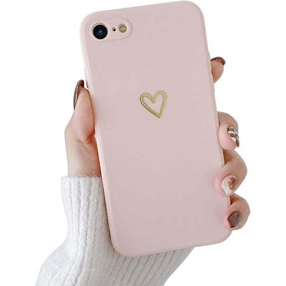 Compatible with iPhone 6/6s Case for Women Girls, Soft Flexible Durable Cute Heart Pattern Slim Thin TPU Shockproof Case for iPhone 6/6s 4.7" -Pink