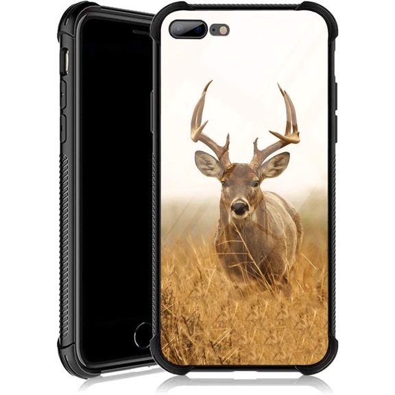 Compatible with iPhone 7/8 Plus Case，Design Pattern Back Bumper Anti Scratch Reinforced Corners Soft TPU Caver, Cases for Men Women-Camouflage Deer