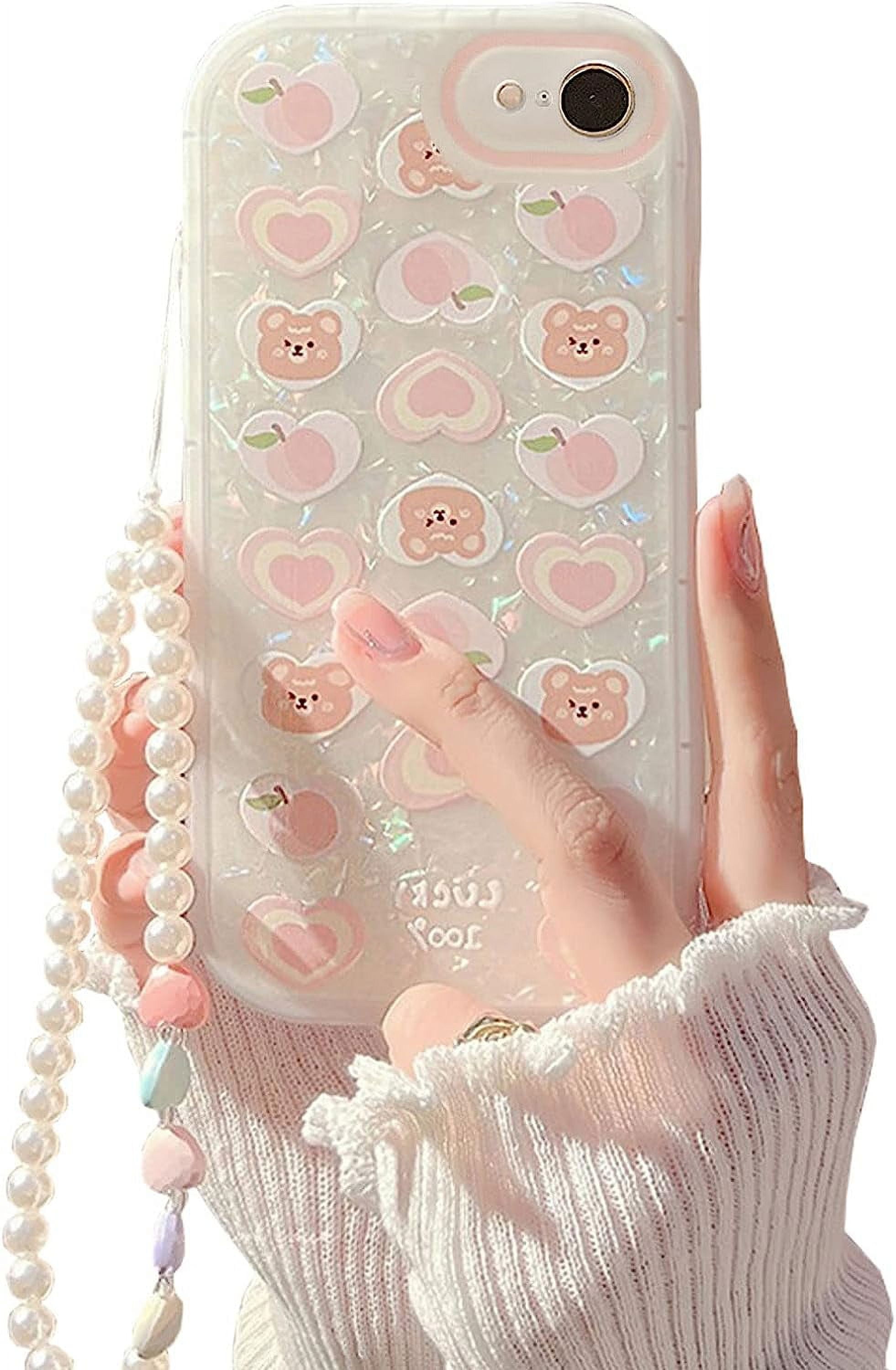 Coque IPhone 11 Avec Bracelet Perles Et Chaîne - Design Ours Paillettes - TPU Souple, Protection Anti-chute