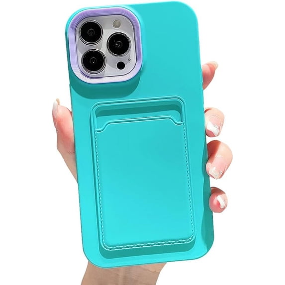 Compatible with iPhone Case,3 in 1 Credit Card Slot Holder Wallet Protection Soft Shockproof Cover Phone Case (Blue,iPhone 12 Pro)