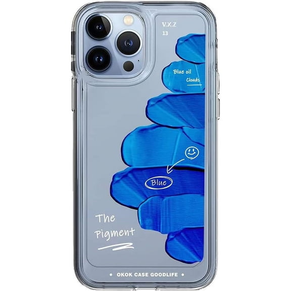Compatible with iPhone Case,Aesthetic Colorful Oil Paint Camera Lens Protection Clear Soft Shockproof Cover Phone Case (Blue,iPhone X/Xs)