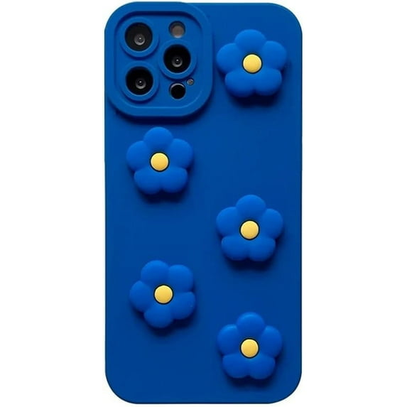 Compatible with iPhone Case,Blue Cute 3D Flower Floral Camera Lens Protection Soft Shockproof Cover Phone Case (ManyFlower,iPhone X/Xs)