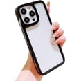 thumbnail image 1 of Compatible with iPhone Case,Candy Color Bumper Clear Full Body Protection Soft Shockproof Cover Phone Case (Black,iPhone 13), 1 of 6