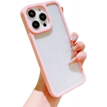 Compatible with iPhone Case,Candy Color Bumper Clear Full Body Protection Soft Shockproof Cover Phone Case (Pink,iPhone 12)