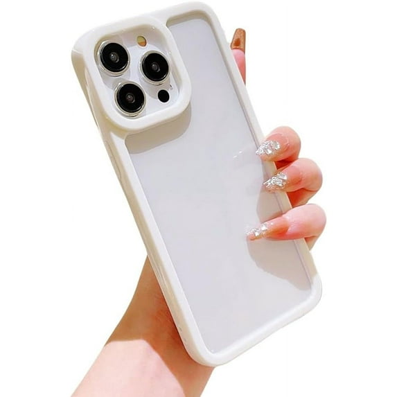 Compatible with iPhone Case,Candy Color Bumper Clear Full Body Protection Soft Shockproof Cover Phone Case (White,iPhone 13)
