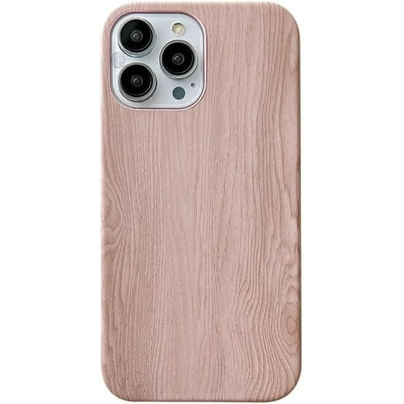 Compatible with iPhone Case,Classy Natural Wood Grain Design Protection Soft Shockproof Cover Phone Case (Pink,iPhone 14 Pro)