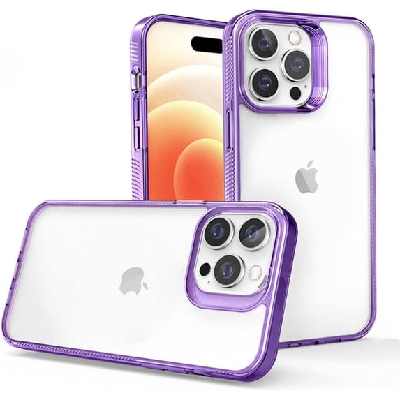 Compatible with iPhone Case,Clear Matte Bumper Camera Lens Protection Shock Absorbing Soft Shockproof Cover Phone Case (Purple,iPhone 12 Pro Max)