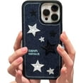 thumbnail image 1 of Compatible with iPhone Case,Cool Denim Fabric Embroidery Star Silicone Camera Lens Protection Soft Shockproof Cover Phone Case (Blue,iPhone 12), 1 of 6