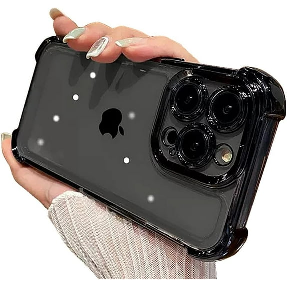 Compatible with iPhone Case,Crystal Electroplated Bumper Corner Protection Transparent Clear Soft Shockproof Cover Phone Case (Black,iPhone X/Xs)