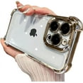 thumbnail image 1 of Compatible with iPhone Case,Crystal Electroplated Bumper Corner Protection Transparent Clear Soft Shockproof Cover Phone Case (Gold,iPhone Xs Max), 1 of 8