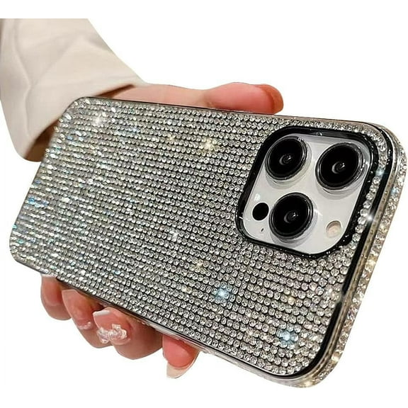 Compatible with iPhone Case,Crystal Glitter Diamond Protection Bling Sparkle Rhinestone Soft Shockproof Cover Phone Case (White,iPhone 16 Pro)