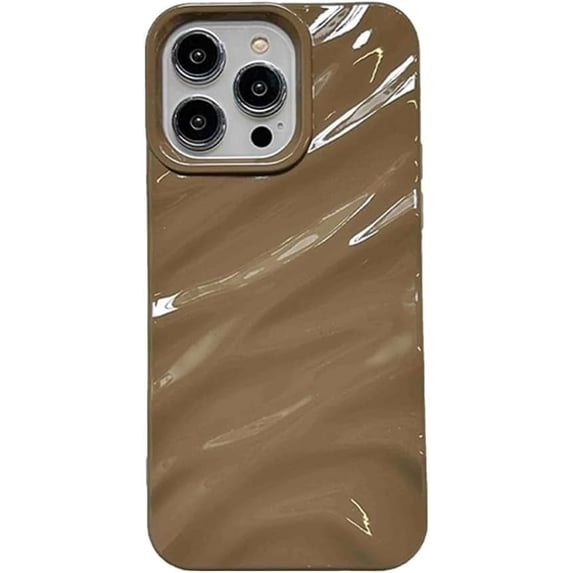 Compatible with iPhone Case,Curly Wave Water Ripple Shape Pattern Design Full Body Protection Soft Shockproof Cover Phone Case (Brown,iPhone 12 Pro)