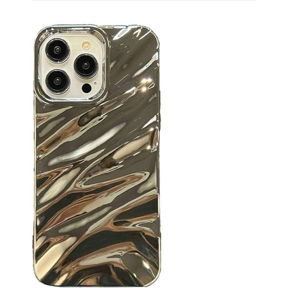 Compatible with iPhone Case,Curly Wave Water Ripple Shape Pattern Design Full Body Protection Soft Shockproof Cover Phone Case (Silver,iPhone 14)