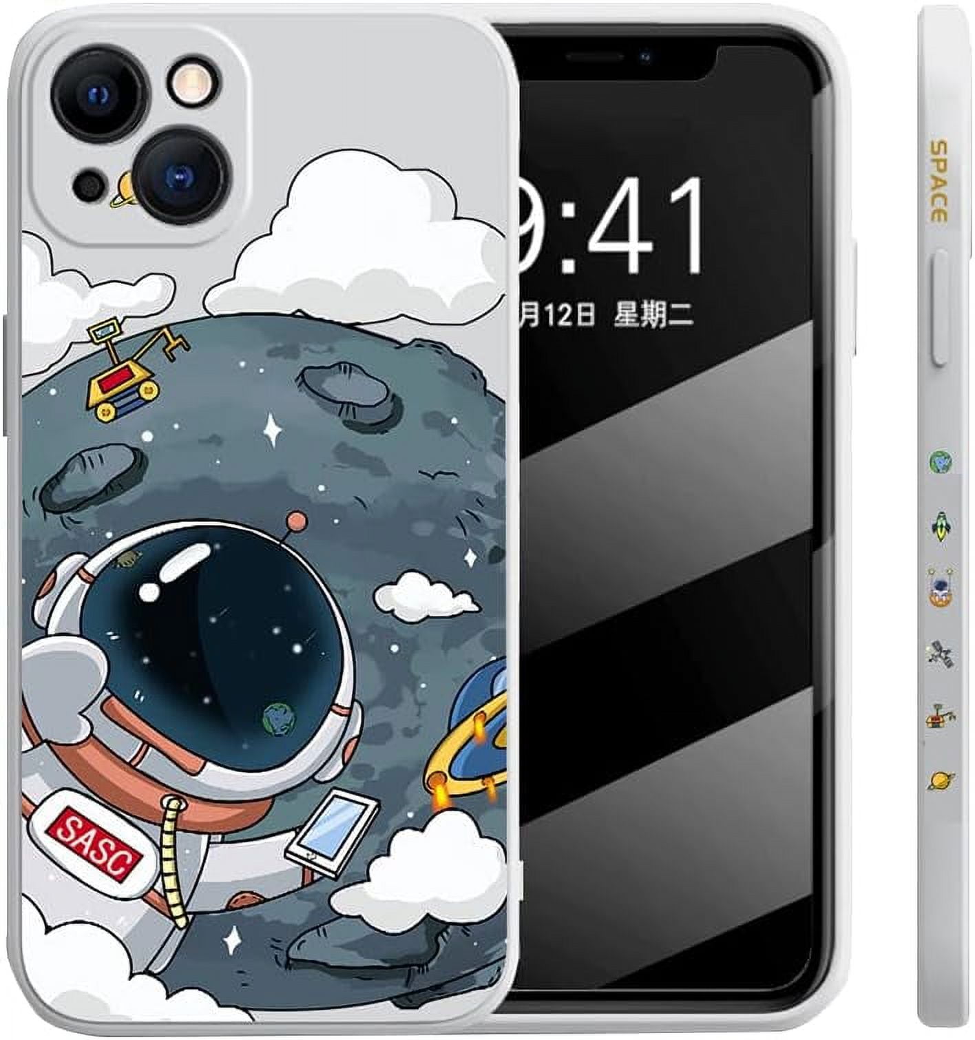 Compatible with iPhone Case,Cute Cartoon Astronauts Bumper Camera Lens