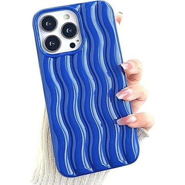 Compatible with iPhone Case,Cute Curly Wave Water Ripple Shape Pattern Protection Soft Shockproof Cover Phone Case (Blue,iPhone 13 Pro)