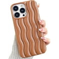thumbnail image 1 of Compatible with iPhone Case,Cute Curly Wave Water Ripple Shape Pattern Protection Soft Shockproof Cover Phone Case (Brown,iPhone Xr), 1 of 9